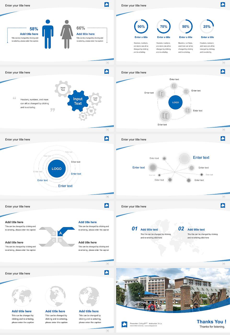 Indiana State University Course/Courseware Creation PPT Template16:9 ratio PPT effect preview image4