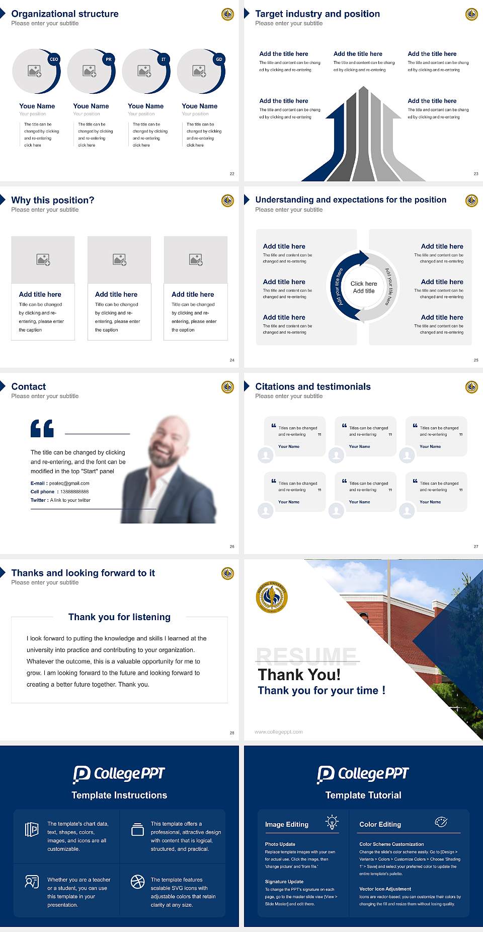 Herzing University-Kenosha Resume PPT Template4:3 ratio PPT effect preview image4