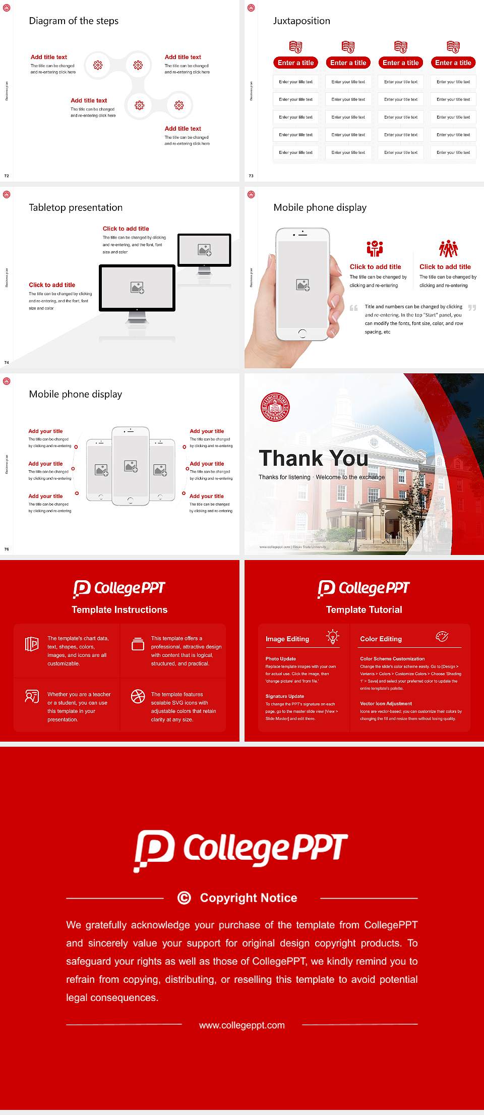 Illinois State University Competition/Entrepreneurship Contest PPT Template4:3 ratio PPT effect preview image9