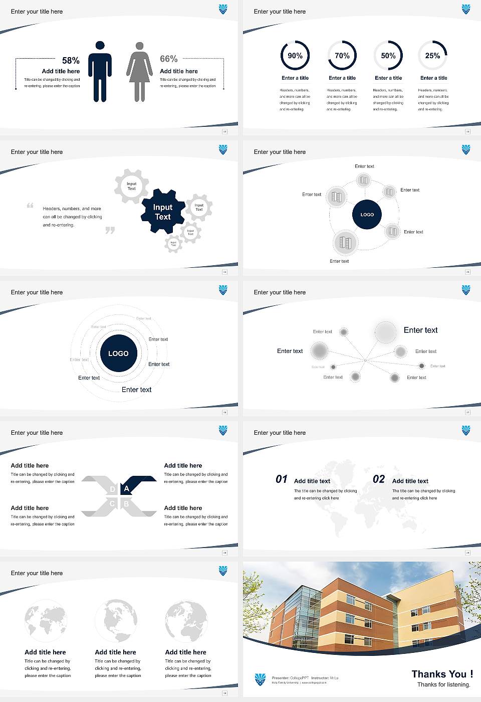 Holy Family University Course/Courseware Creation PPT Template16:9 ratio PPT effect preview image4