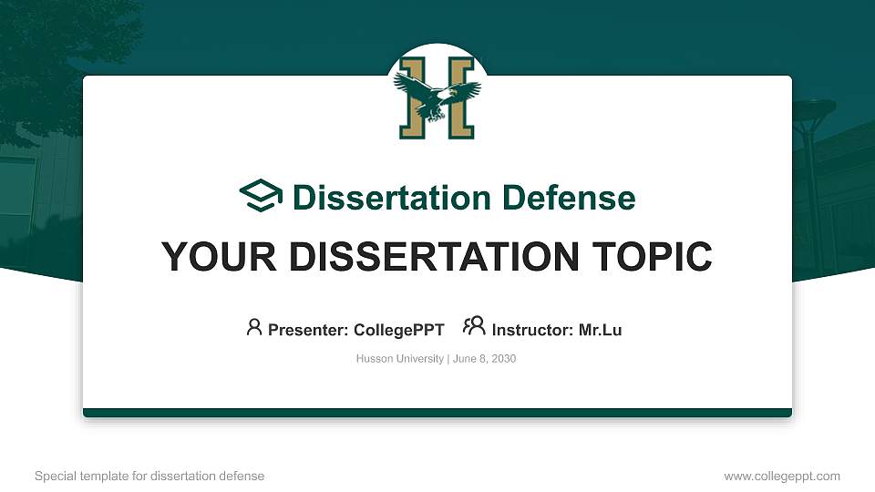 Husson University Graduation Thesis Defense PPT Template16:9 ratio PPT effect preview image