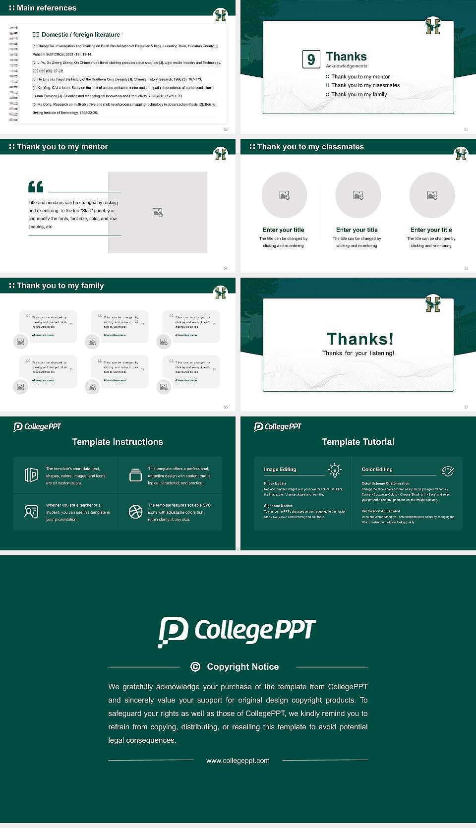 Husson University Graduation Thesis Defense PPT Template16:9 ratio PPT effect preview image7