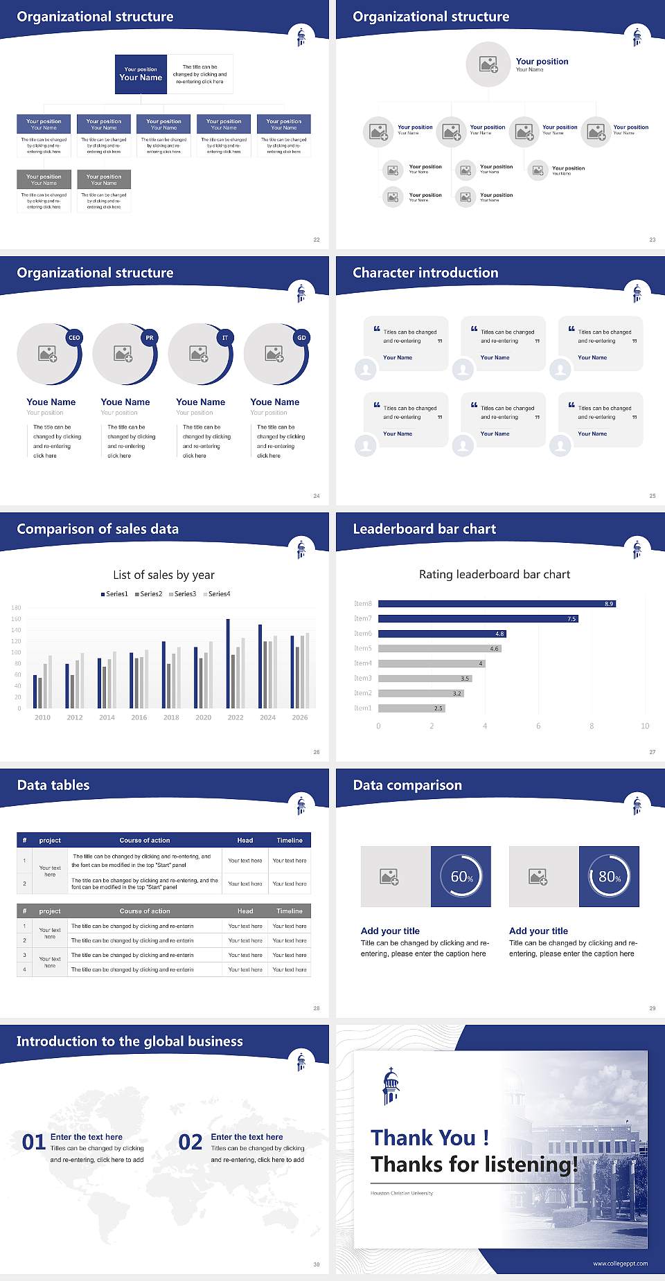 Houston Christian University Academic Presentation/Research Findings Report PPT Template4:3 ratio PPT effect preview image4