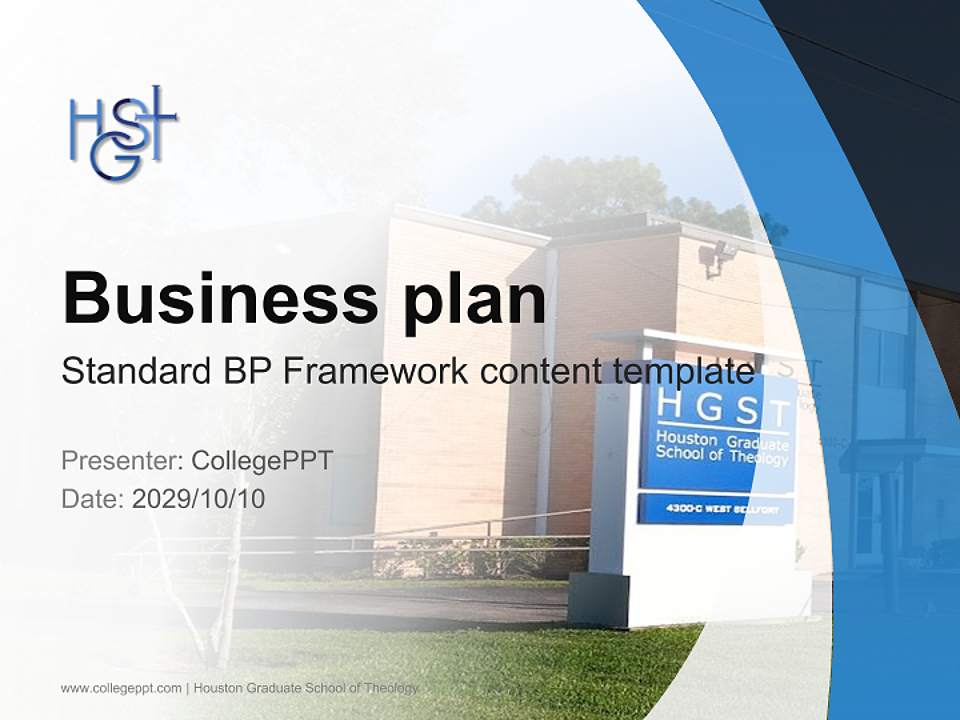 Houston Graduate School of Theology Competition/Entrepreneurship Contest PPT Template4:3 ratio PPT effect preview image9
