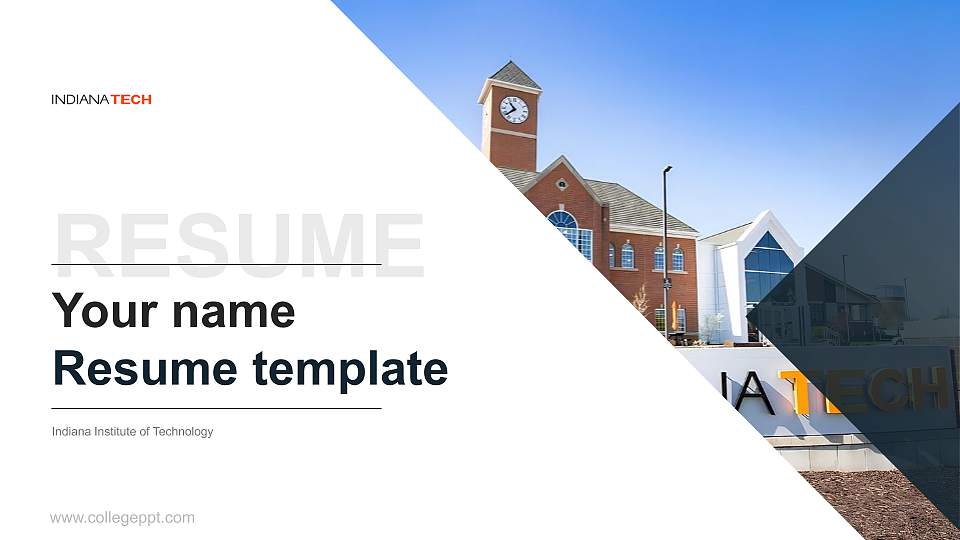 Indiana Institute of Technology Resume PPT Template16:9 ratio PPT effect preview image