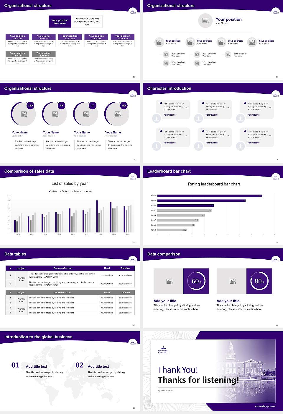 High Point University Academic Presentation/Research Findings Report PPT Template16:9 ratio PPT effect preview image4