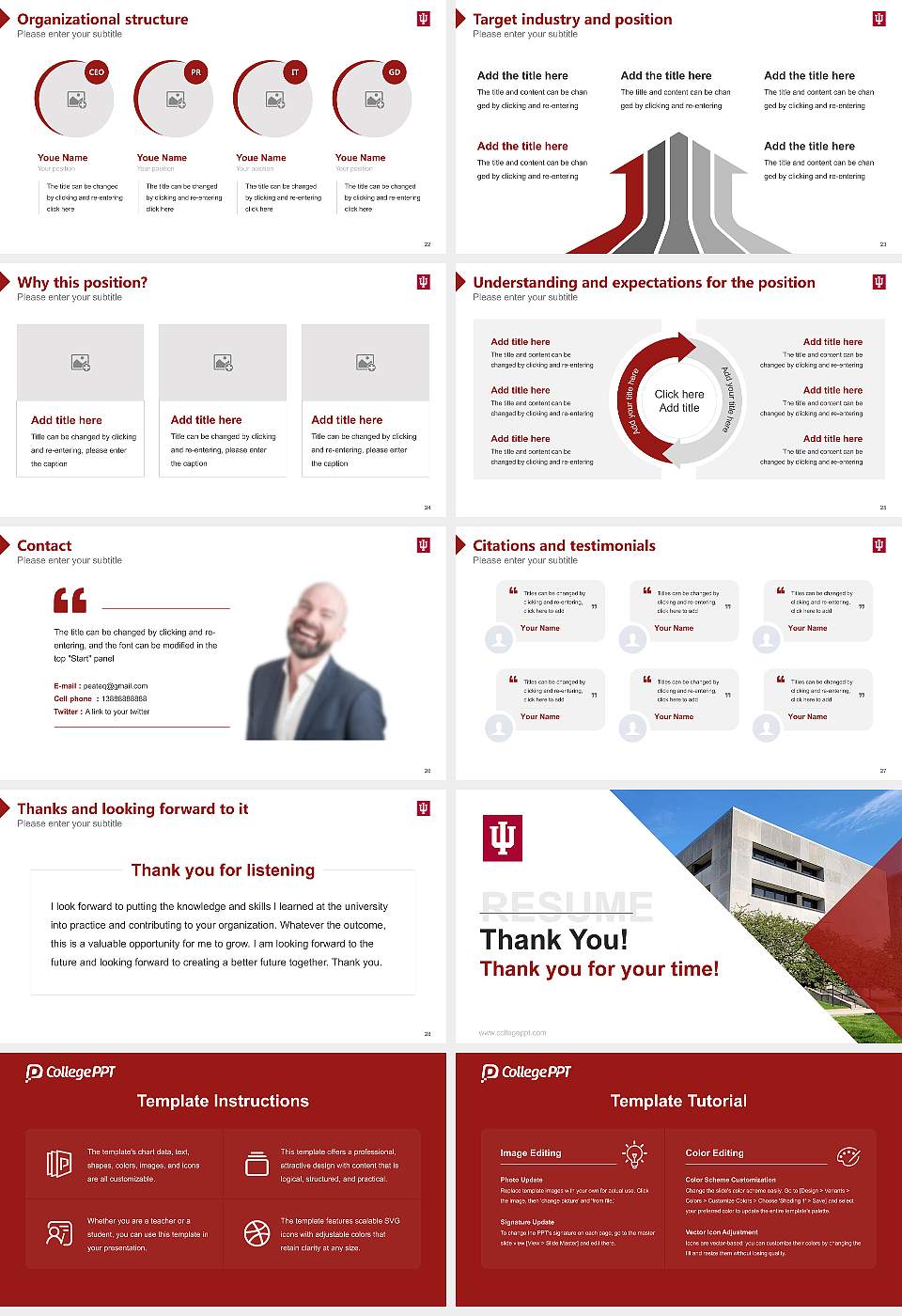 Indiana University-Northwest Resume PPT Template16:9 ratio PPT effect preview image4