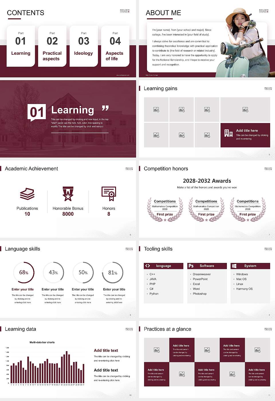 Holy Cross College National Scholarship Defense PPT Template16:9 ratio PPT effect preview image2