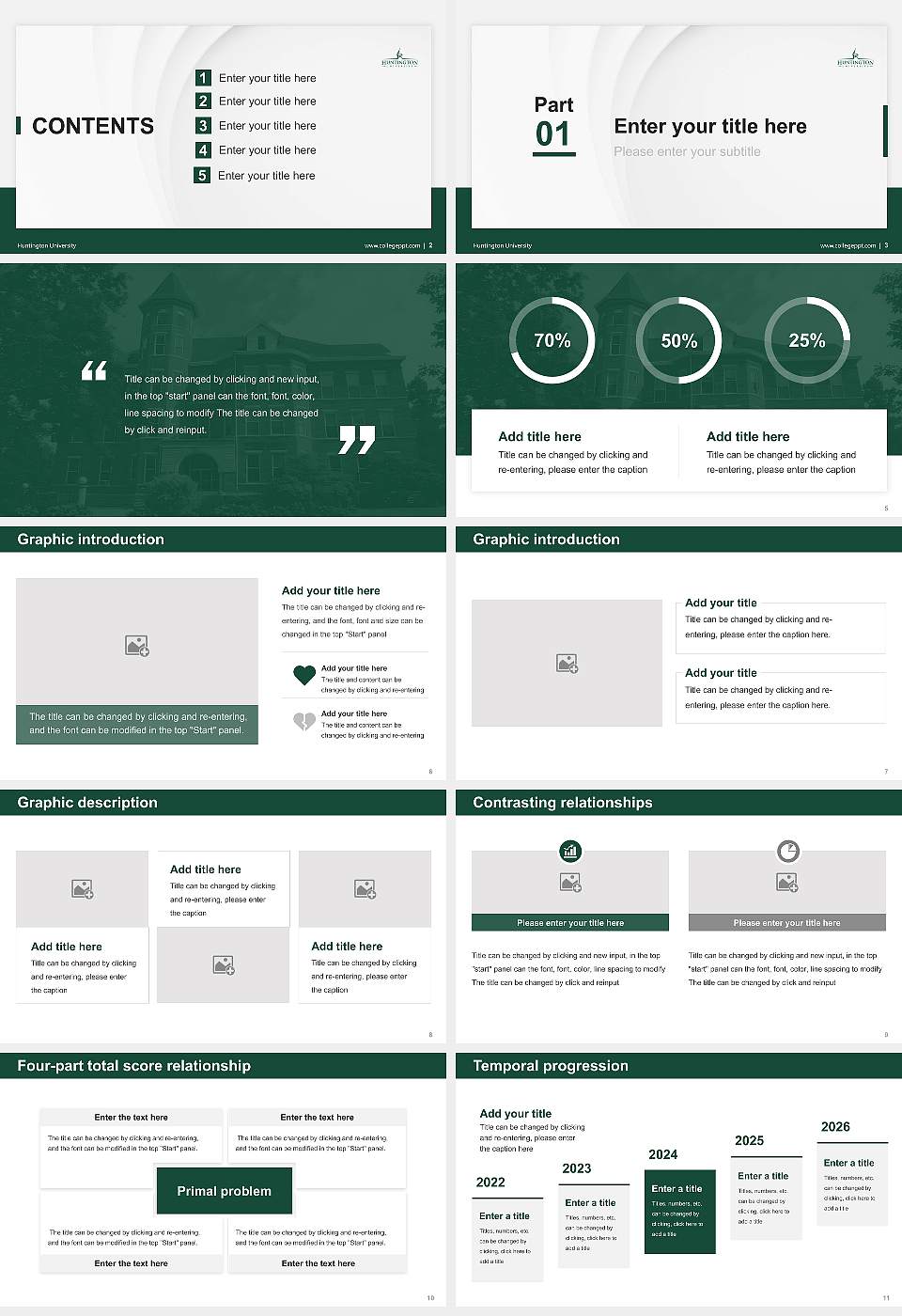 Huntington University Thesis Proposal/Graduation Defense PPT Template16:9 ratio PPT effect preview image2