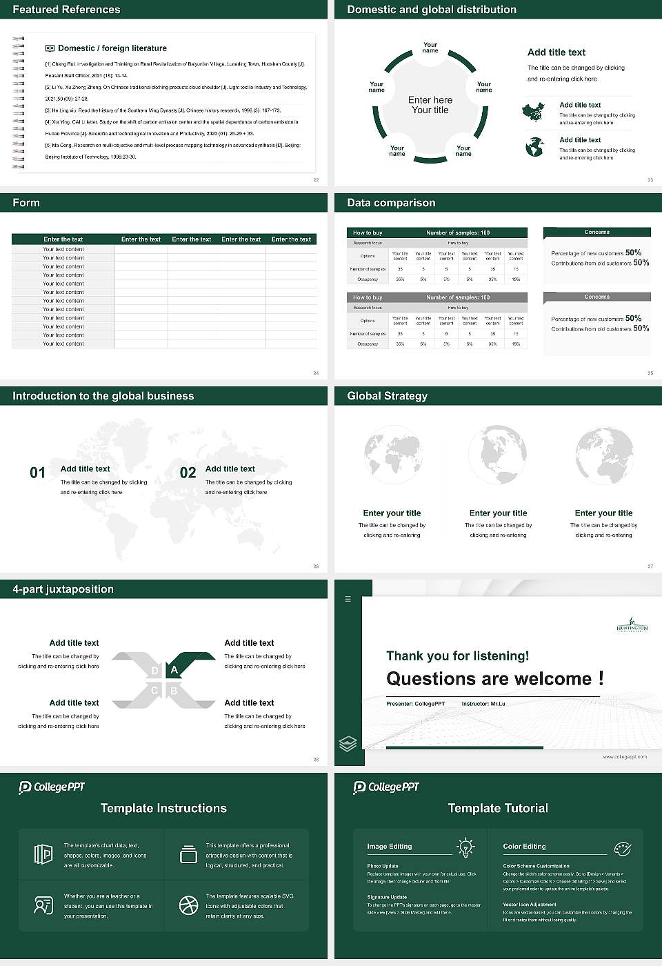 Huntington University Thesis Proposal/Graduation Defense PPT Template16:9 ratio PPT effect preview image4
