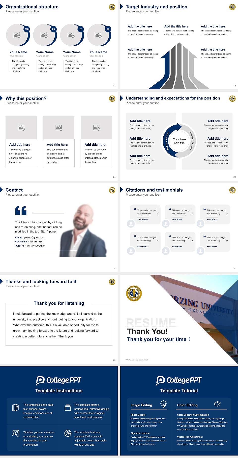 Herzing University-New Orleans Resume PPT Template4:3 ratio PPT effect preview image4