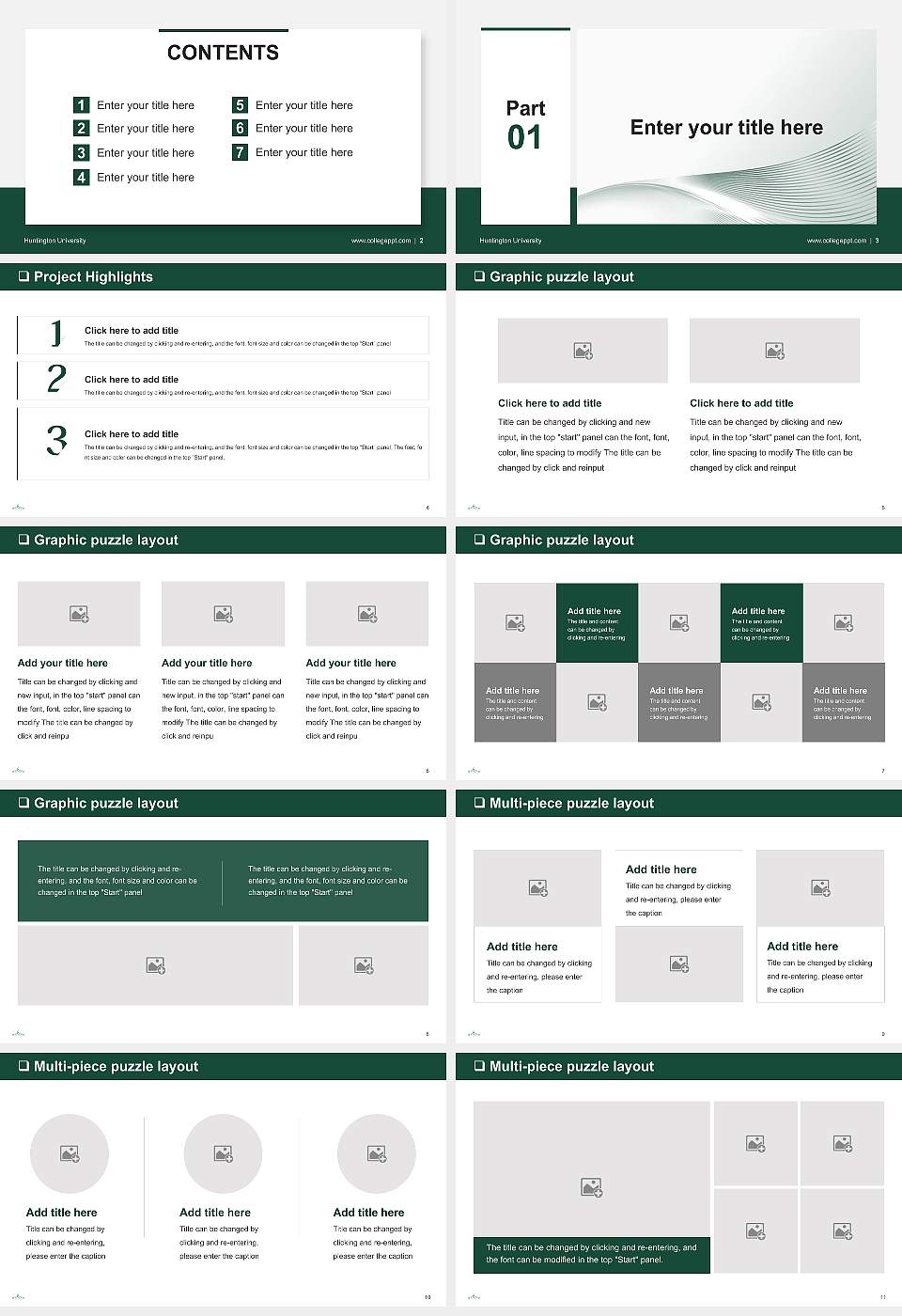 Huntington University General Purpose PPT Template16:9 ratio PPT effect preview image2