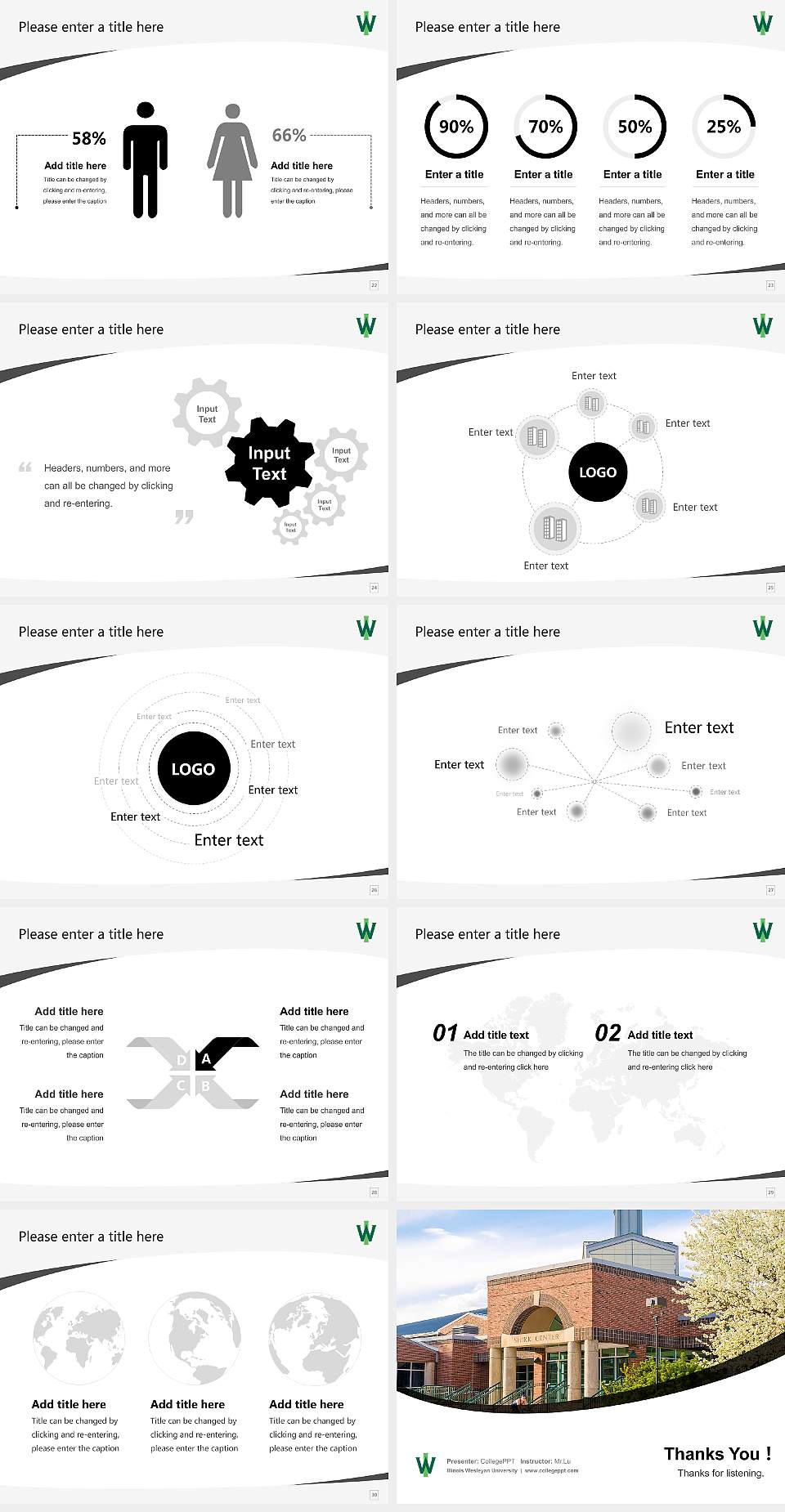 Illinois Wesleyan University Course/Courseware Creation PPT Template4:3 ratio PPT effect preview image4
