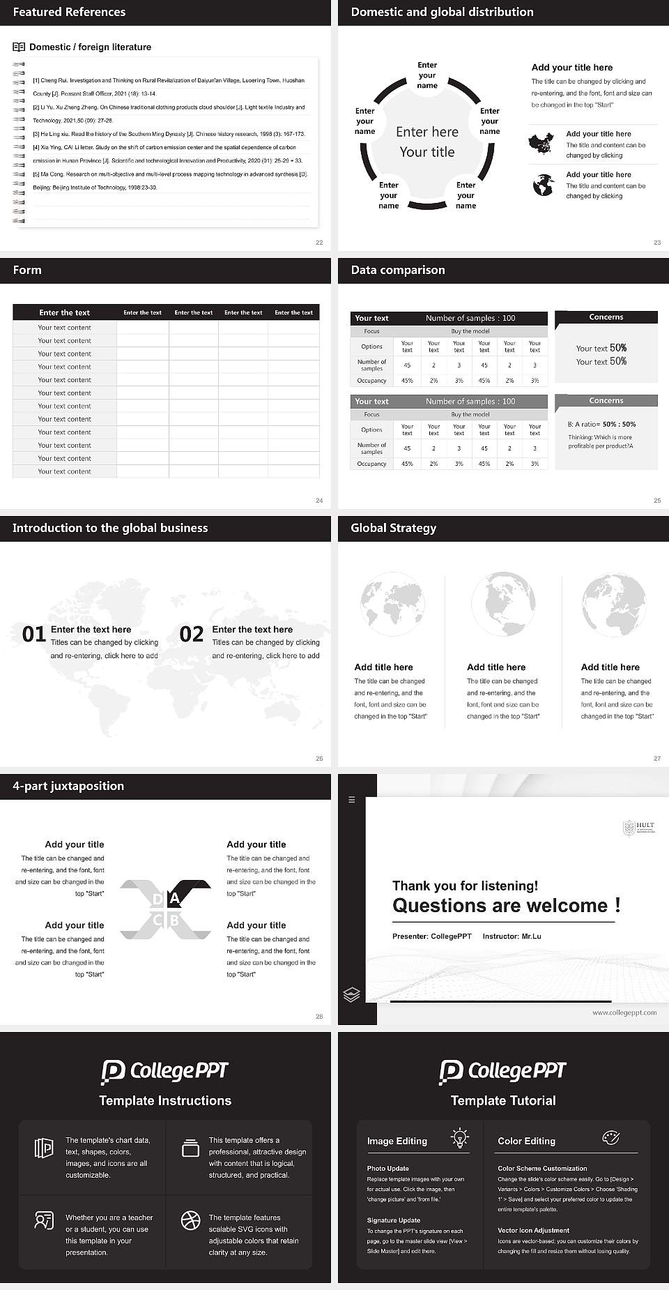 Hult International Business School Thesis Proposal/Graduation Defense PPT Template4:3 ratio PPT effect preview image4