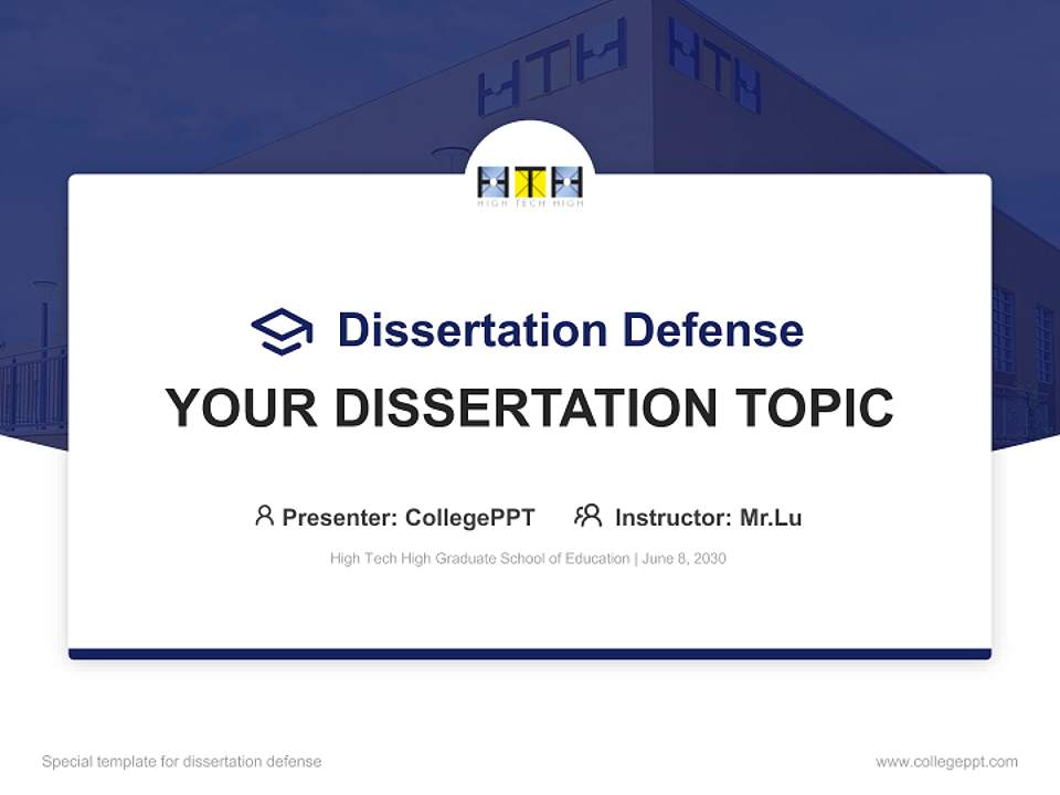 High Tech High Graduate School of Education Graduation Thesis Defense PPT Template4:3 ratio PPT effect preview image7