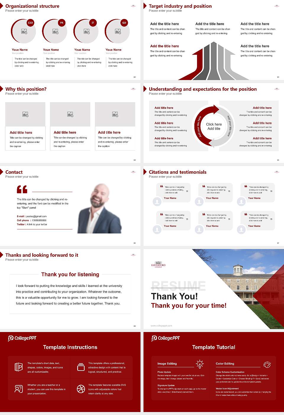Haverford College Resume PPT Template16:9 ratio PPT effect preview image4