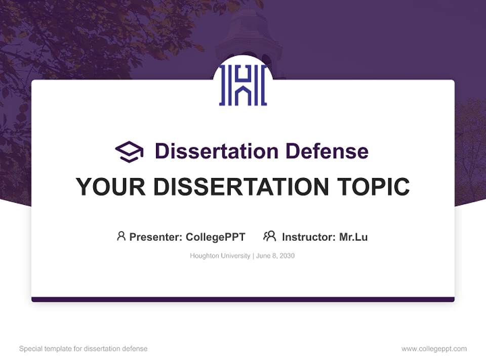 Houghton University Graduation Thesis Defense PPT Template4:3 ratio PPT effect preview image7