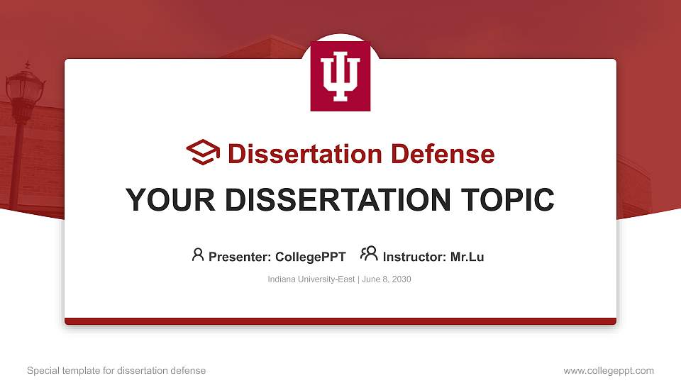Indiana University-East Graduation Thesis Defense PPT Template16:9 ratio PPT effect preview image