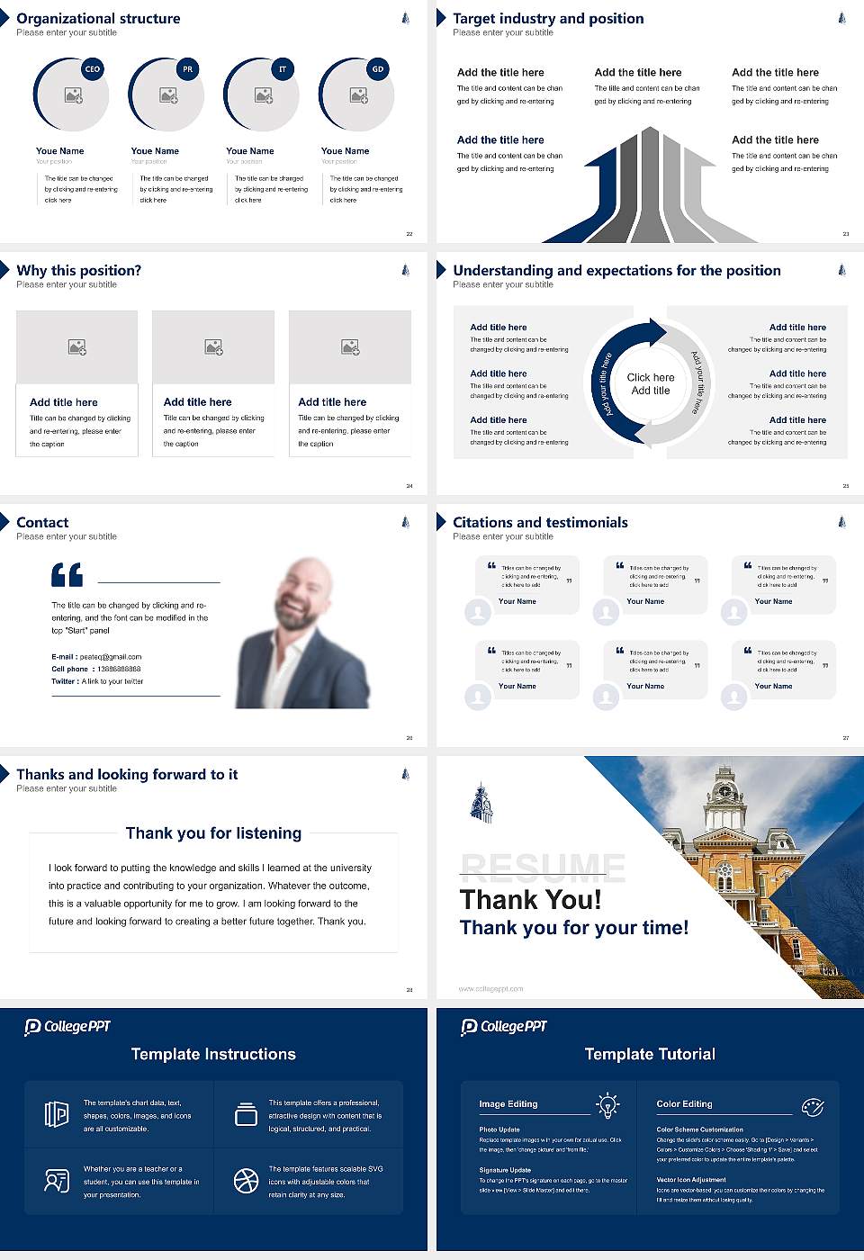 Hillsdale College Resume PPT Template16:9 ratio PPT effect preview image4