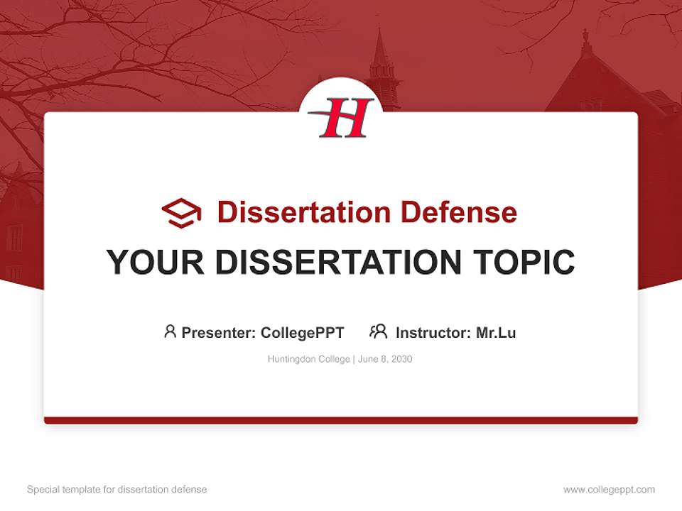 Huntingdon College Graduation Thesis Defense PPT Template4:3 ratio PPT effect preview image7