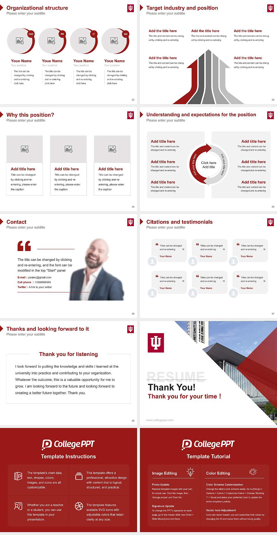 Indiana University-Purdue University-Indianapolis Resume PPT Template4:3 ratio PPT effect preview image4
