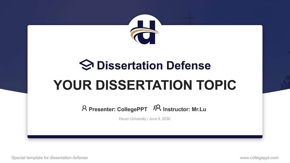 Haven University Graduation Thesis Defense PPT Template16:9 ratio PPT effect preview image