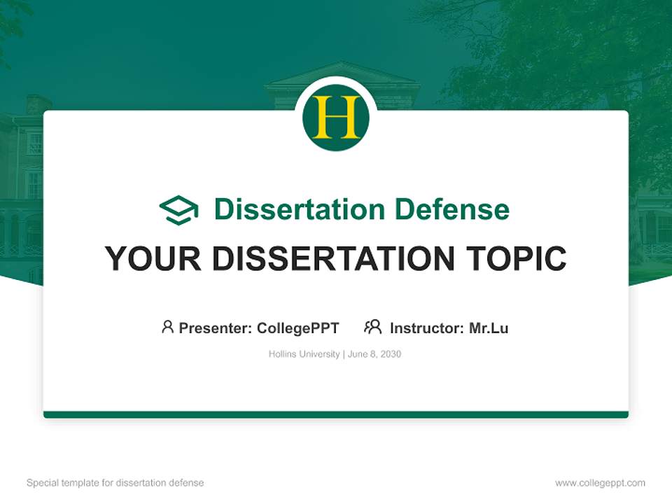 Hollins University Graduation Thesis Defense PPT Template4:3 ratio PPT effect preview image7