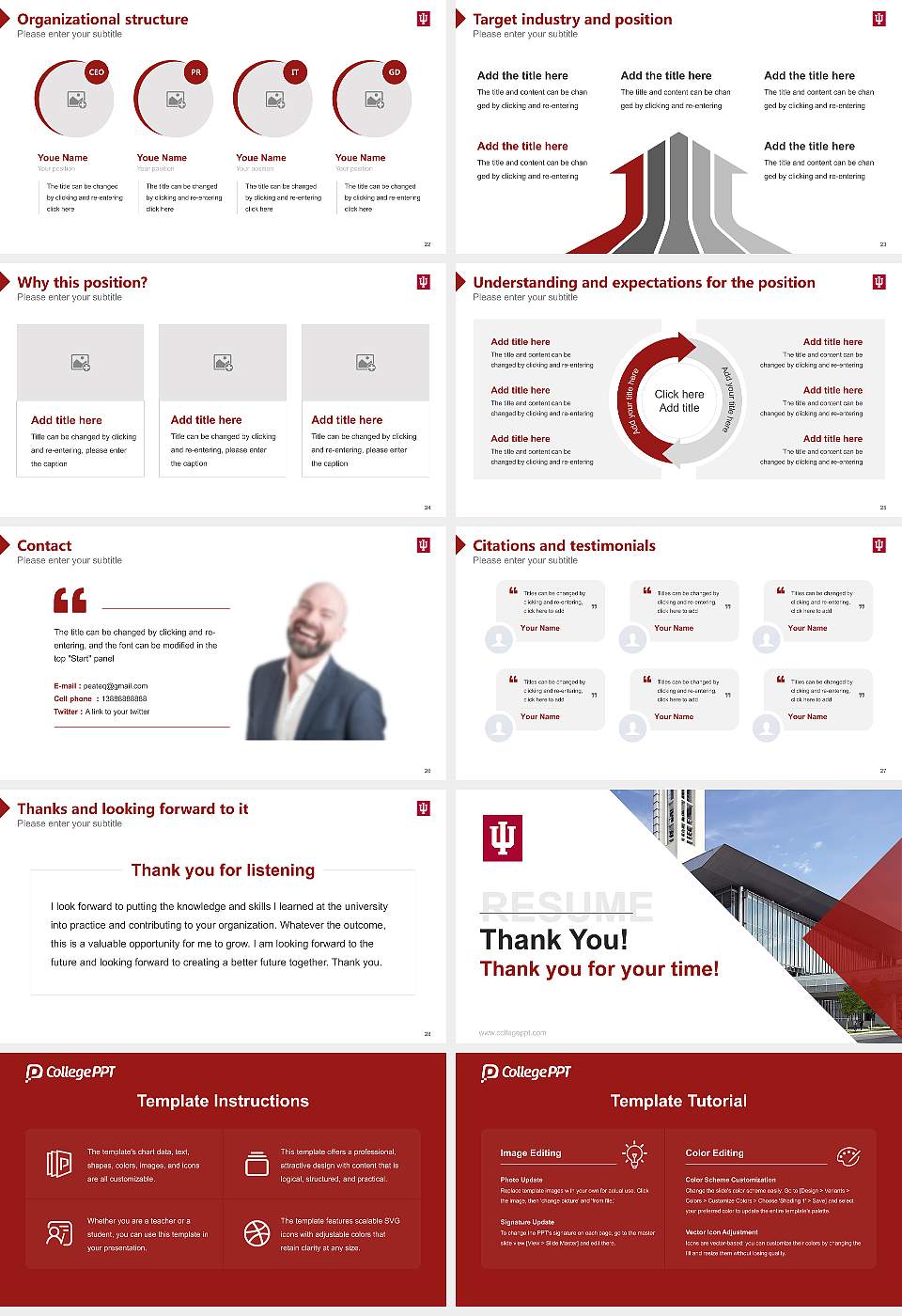 Indiana University-Purdue University-Indianapolis Resume PPT Template16:9 ratio PPT effect preview image4