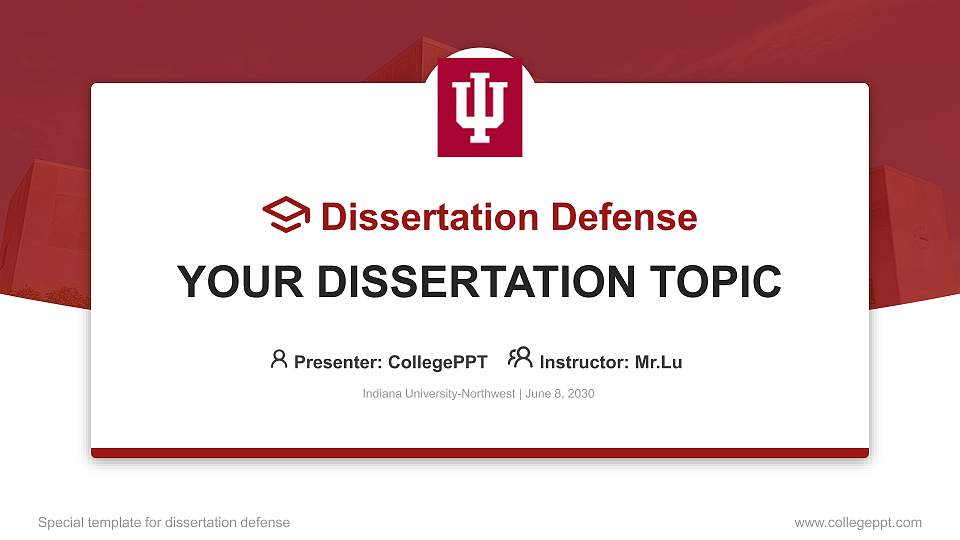 Indiana University-Northwest Graduation Thesis Defense PPT Template16:9 ratio PPT effect preview image