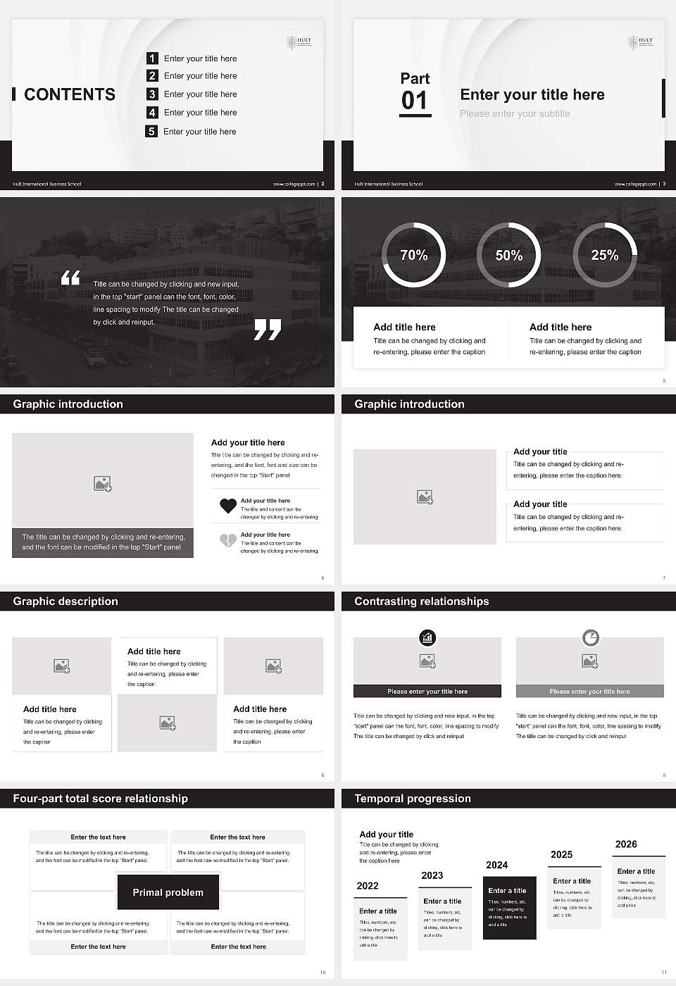 Hult International Business School Thesis Proposal/Graduation Defense PPT Template16:9 ratio PPT effect preview image2