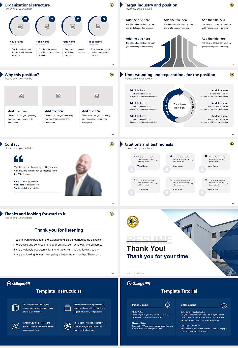 Herzing University-Orlando Resume PPT Template16:9 ratio PPT effect preview image4
