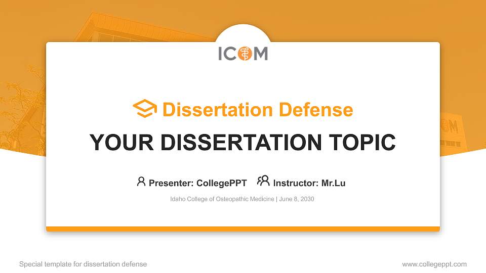 Idaho College of Osteopathic Medicine Graduation Thesis Defense PPT Template16:9 ratio PPT effect preview image
