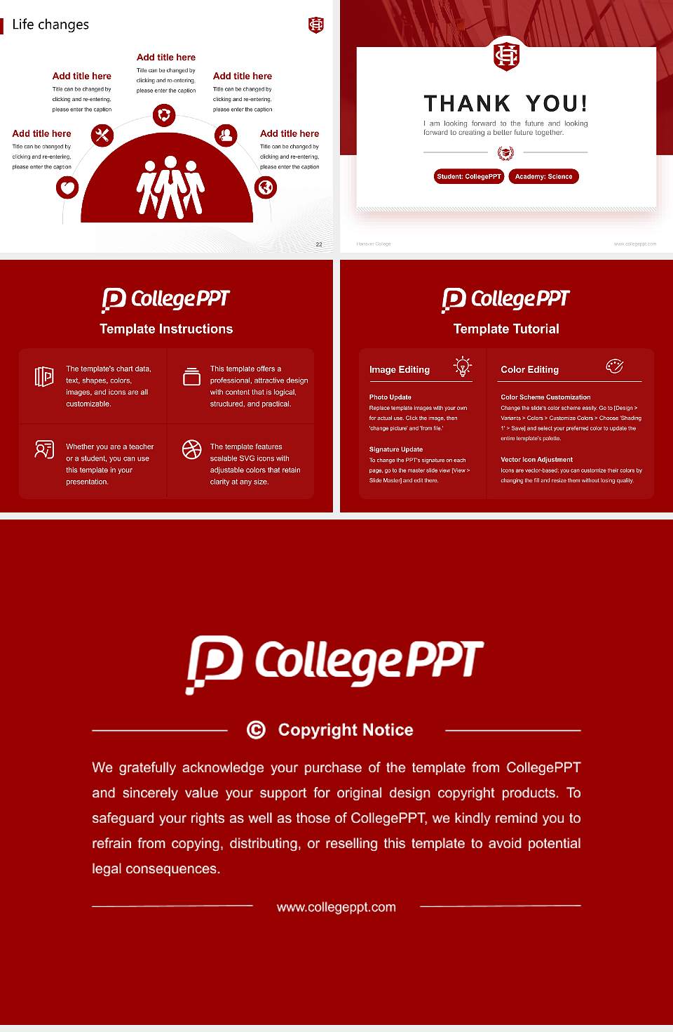 Hanover College National Scholarship Defense PPT Template4:3 ratio PPT effect preview image4