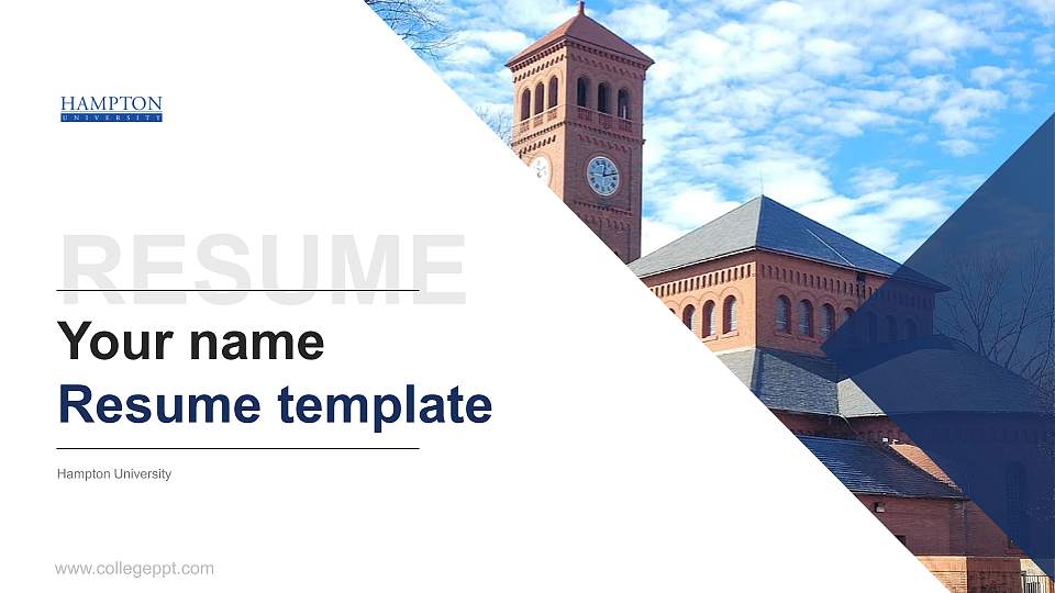 Hampton University Resume PPT Template16:9 ratio PPT effect preview image