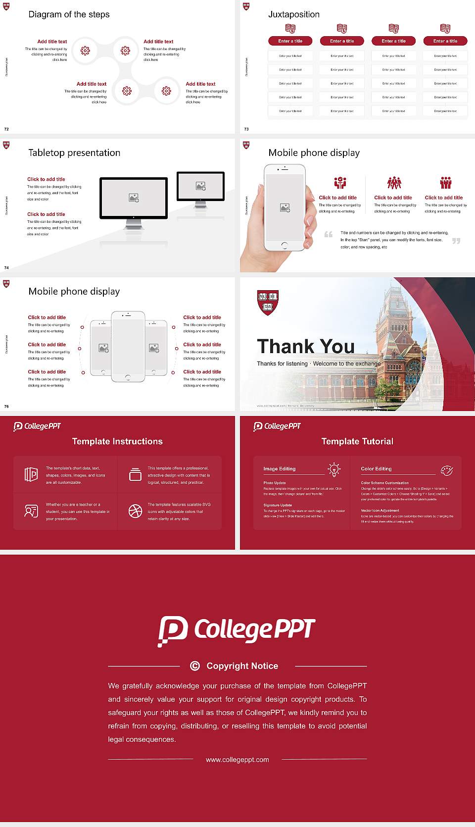 Harvard University Competition/Entrepreneurship Contest PPT Template16:9 ratio PPT effect preview image9