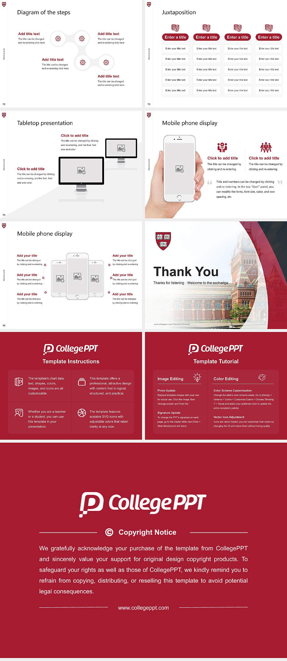Harvard University Competition/Entrepreneurship Contest PPT Template4:3 ratio PPT effect preview image9