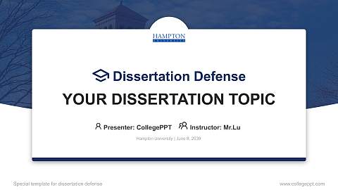 Hampton University Graduation Thesis Defense PPT Template