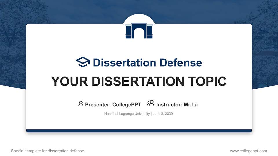 Hannibal-Lagrange University Graduation Thesis Defense PPT Template16:9 ratio PPT effect preview image
