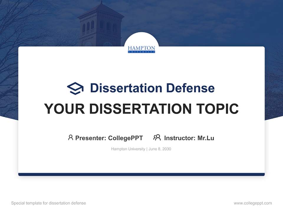 Hampton University Graduation Thesis Defense PPT Template4:3 ratio PPT effect preview image7