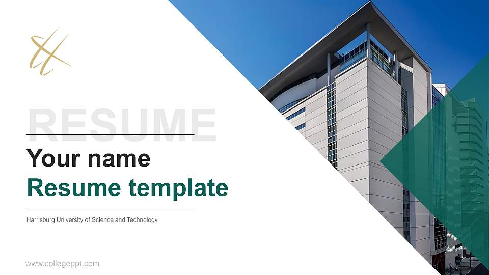 Harrisburg University of Science and Technology Resume PPT Template16:9 ratio PPT effect preview image