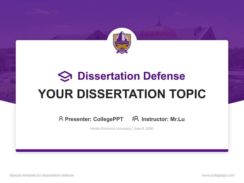 Hardin-Simmons University Graduation Thesis Defense PPT Template4:3 ratio PPT effect preview image7