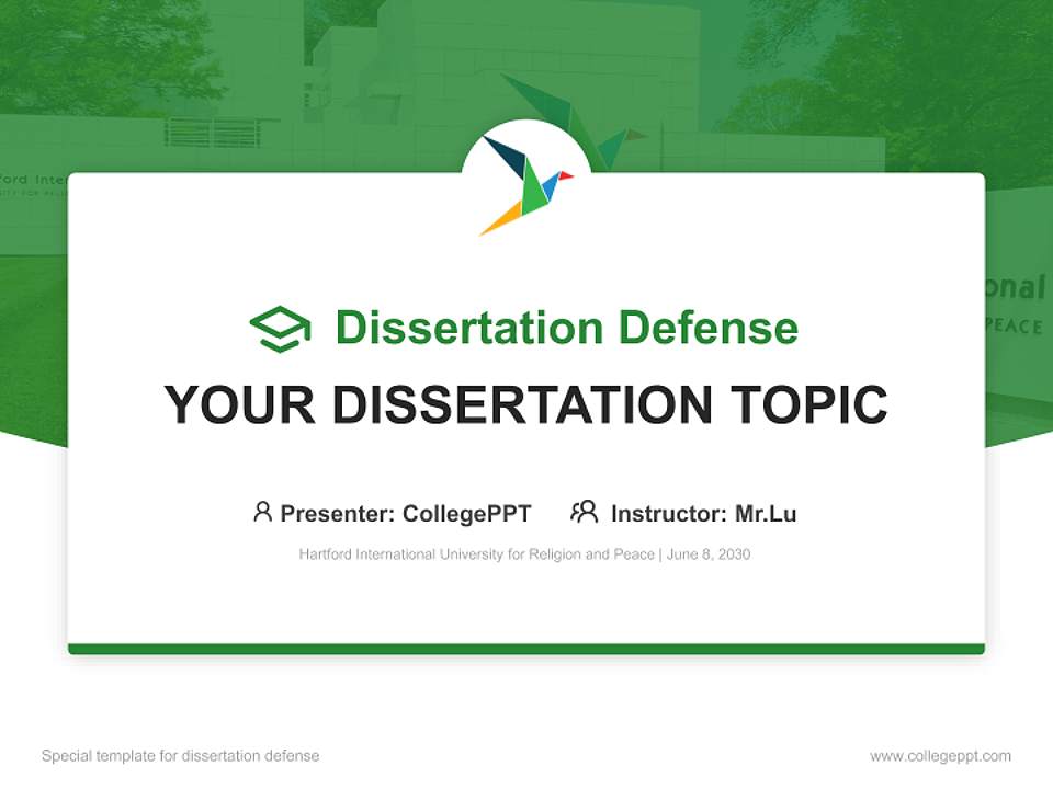 Hartford International University for Religion and Peace Graduation Thesis Defense PPT Template4:3 ratio PPT effect preview image7