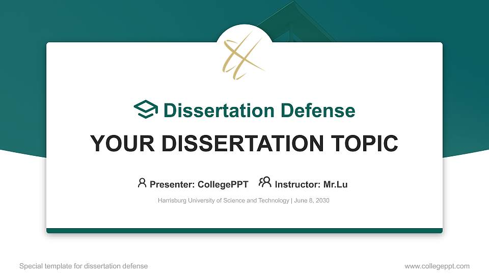 Harrisburg University of Science and Technology Graduation Thesis Defense PPT Template16:9 ratio PPT effect preview image