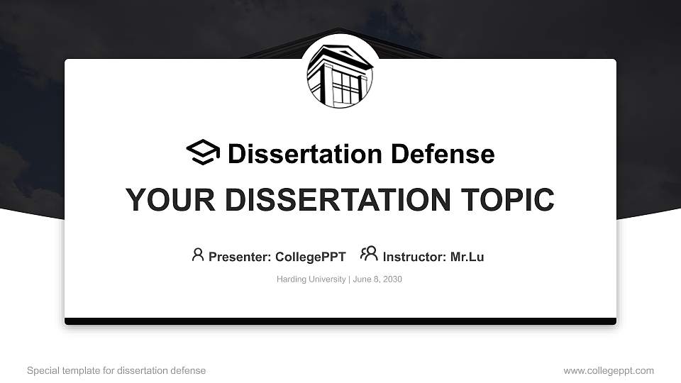 Harding University Graduation Thesis Defense PPT Template16:9 ratio PPT effect preview image