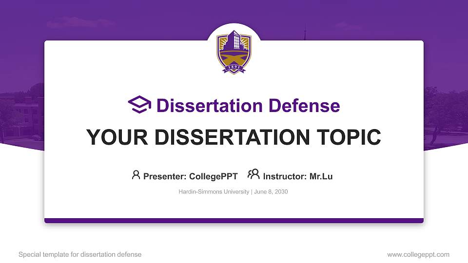 Hardin-Simmons University Graduation Thesis Defense PPT Template16:9 ratio PPT effect preview image