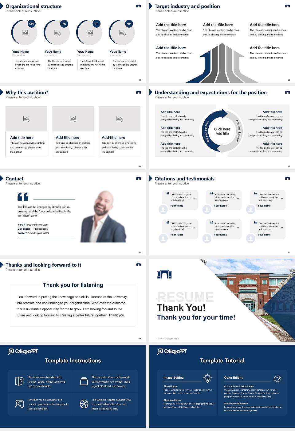 Hannibal-Lagrange University Resume PPT Template16:9 ratio PPT effect preview image4