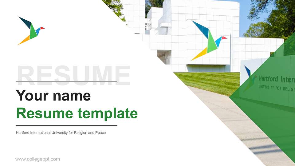 Hartford International University for Religion and Peace Resume PPT Template16:9 ratio PPT effect preview image
