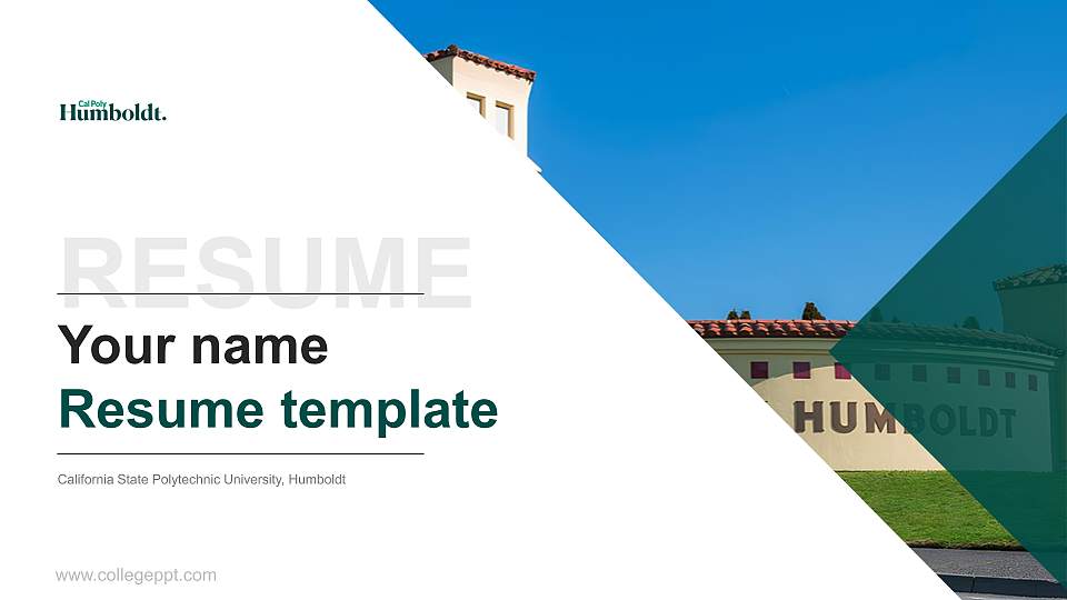 California State Polytechnic University, Humboldt Resume PPT Template16:9 ratio PPT effect preview image