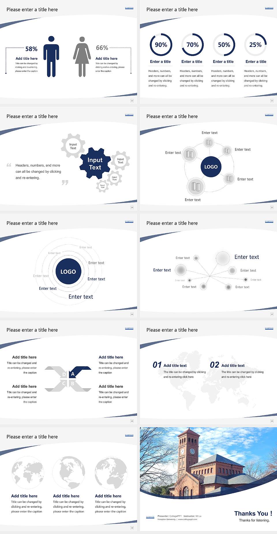 Hampton University Course/Courseware Creation PPT Template4:3 ratio PPT effect preview image4