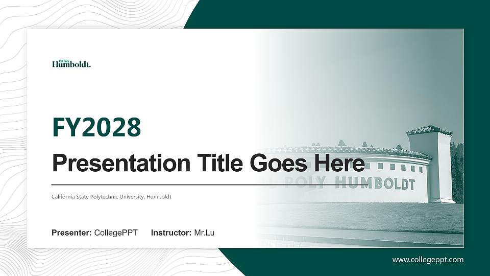 California State Polytechnic University, Humboldt Academic Presentation/Research Findings Report PPT Template16:9 ratio PPT effect preview image